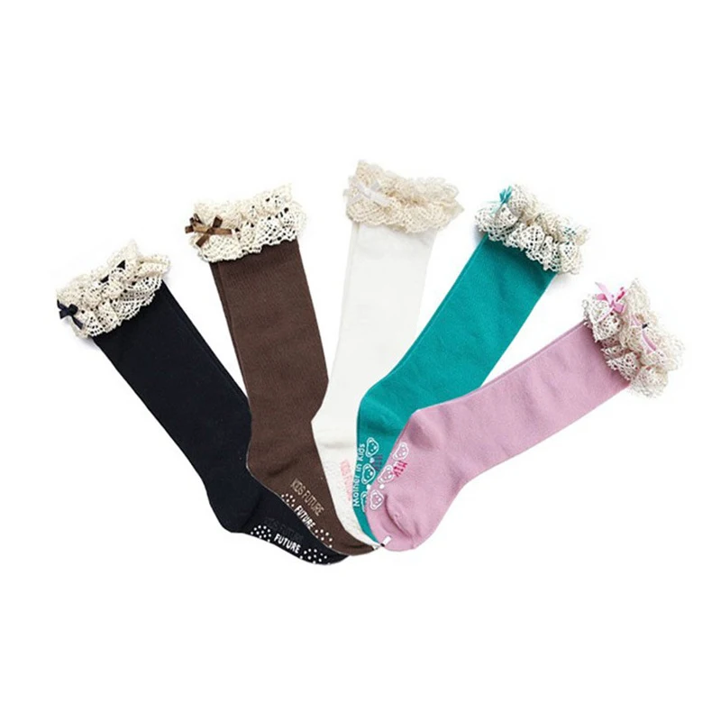 Children's Knee High Socks Cute For Toddlers Girls Kids Solid Bow knot