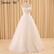 2017 White Strapless Simple Sexy Wedding Dresses Real Photo Sleeveless Pleat Tulle Bridal Gown Robe De Mariee