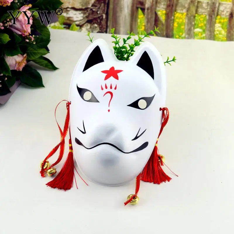 

Half Face Fox Mask Plastic Masquerade Masks Japanese Anime Hand-Painted Halloween Cosplay Mask Carnival Party Masker Cute Decor