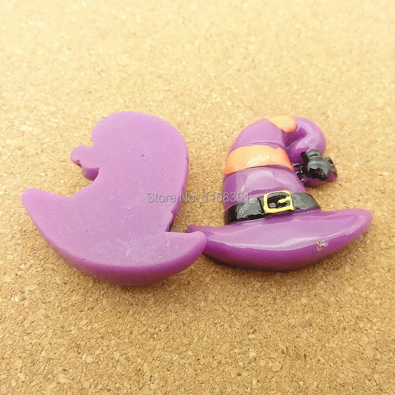 1pcs/lot resin flat back Halloween purple Wizard hat 28mm Cabochons Scrapbooking Hair Bow Center DIY Christmas decration C118-3