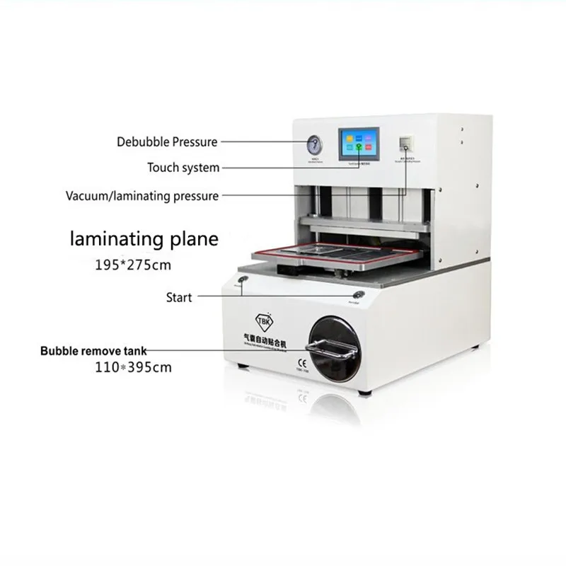 Новейший TBK-708 с изогнутым экраном OCA lcd ламинатор для удаления пузырьков Встроенный вакуумный насос воздушный компрессор