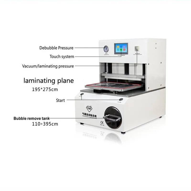  Newest TBK-708 Curved Screen OCA LCD Laminating Machine Bubble Remover Built-in Vacuum Pump Air Com