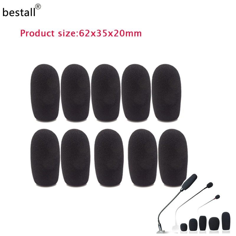 

bestall 10pcs size/62x35x20mm Microphone Headset Windscreen Sponge Foam Pad Black Mic Cover