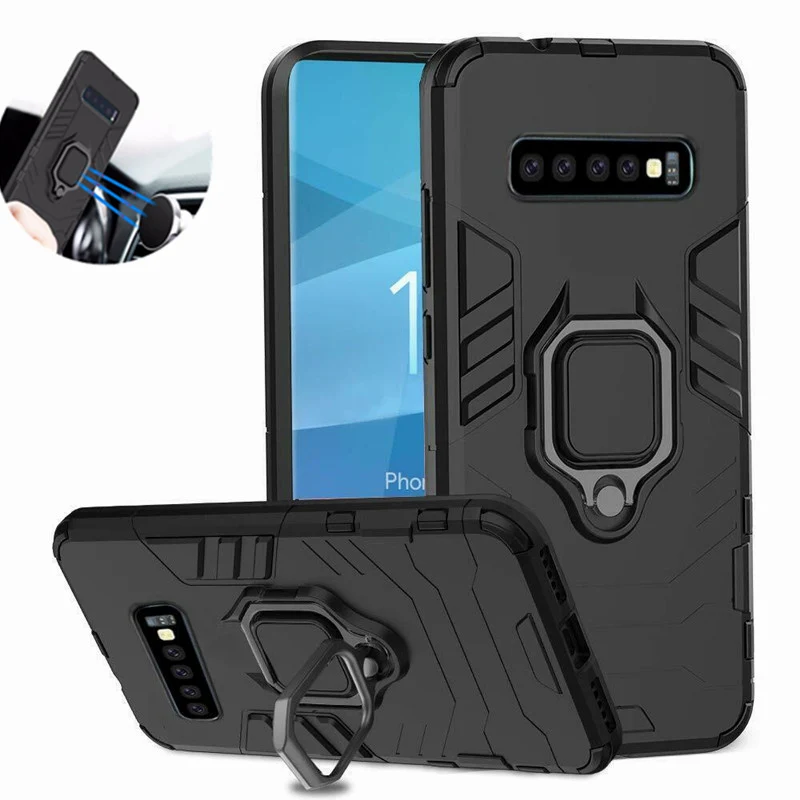 

Luxury Ring Armor Case For Samsung Galaxy S10 / S10 Plus Car Magnetic Bracket Holder Back Cover For S10 Full Shockproof Coque