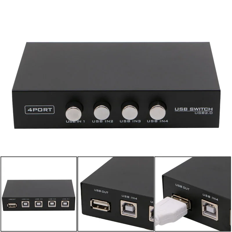 4 порта USB 2 0 совместное использование устройства переключатель адаптер Коробка