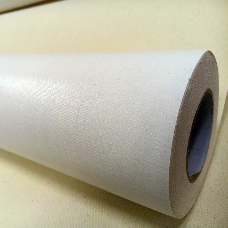 36in x 18m roll Eco Solvent Glossy 100% Pure cotton canvas,yellow back 380g wide format inkjet