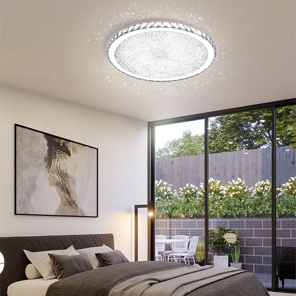 

Modern luxury chrome round crystal ceiling lighting bedroom living room plafon lamp ceiling light with plafonnier led moderne