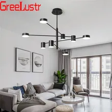 Модный дизайн, вращающийся светодиодный Потолочный подвесной светильник-люстра, черно-белый подвесной светильник для зала, кухни, гостиной