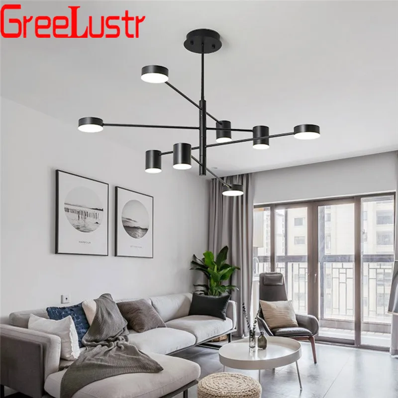 Fashion Design Rotate Led Ceiling Suspended Chandelier Light Lamp Black White Hanglamp Lustre For Hall Kitchen Living Room