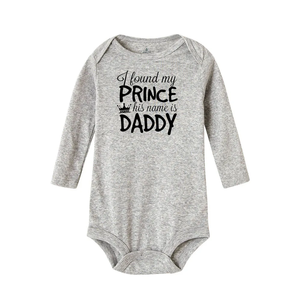 Осенние боди для новорожденных с принтом «I Found My Prince His Name Is Daddy», комбинезоны с длинными рукавами, одежда для девочек, одежда для маленьких девочек, Roupas bebe - Color: R063-LRPGY