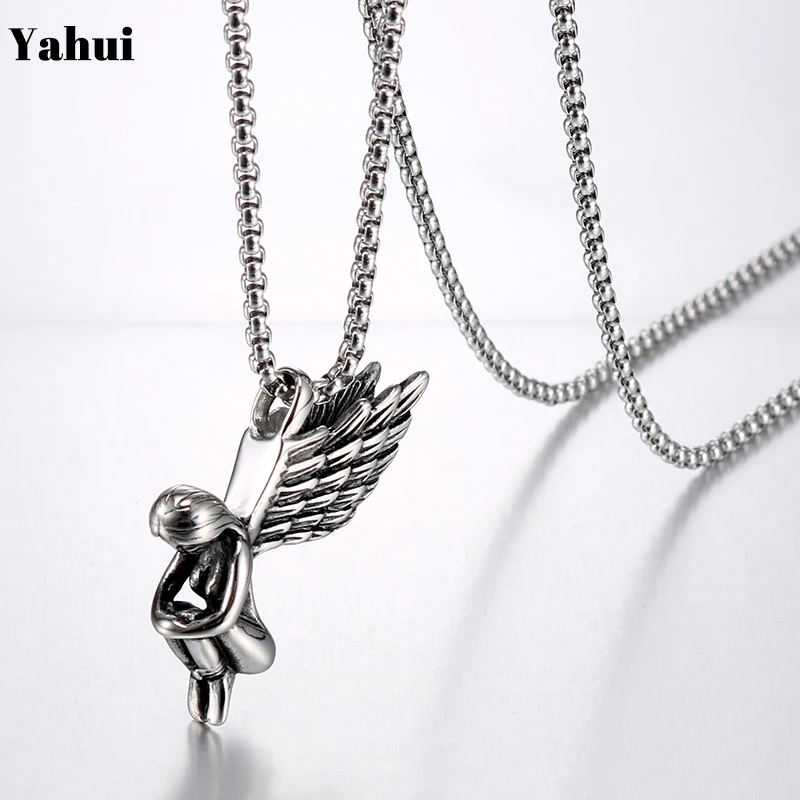 

YaHui stainless steel angel girl necklaces & pendants titanium steel golds vintage women's clothing accessories accessories