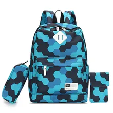 RUIPAI 3Pcs / sets Girls Casual Backpack Ladies Elegant Shoulder Bag Middle School Students Light Pack Women Computer Package