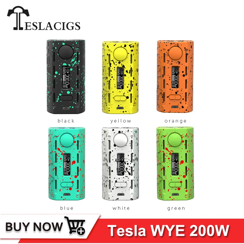 

Original TESLACIGS Tesla WYE 200W Box Mod with USB Cable Vaporizer For 510 Thread Vape 18650 Electronic Cigarette Mods LED