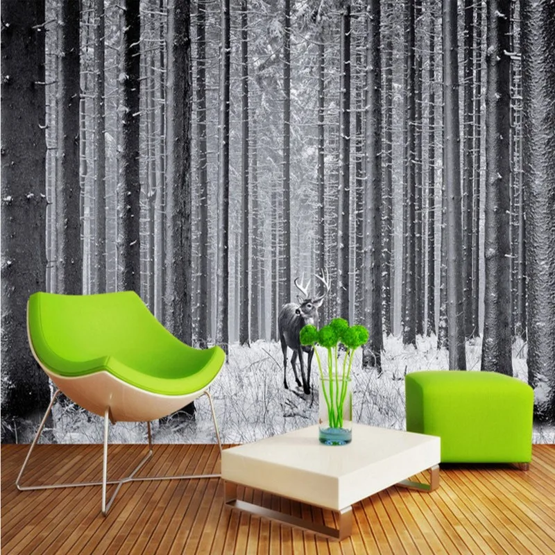 Fototapete Schwarz weiß wald art TV hintergrund wand malerei dekoration wohnzimmer schlafzimmer ...