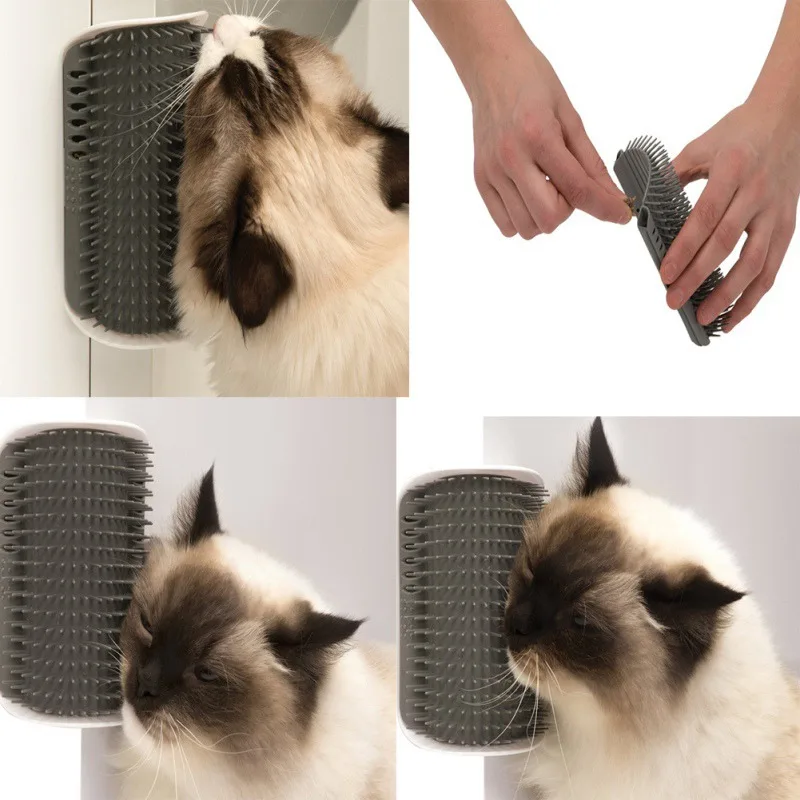 Practical Pet Cat Self Grooming Brush Comb Kitten Cat Hair Trimming Brush Self Massage Training With Catnip Scratch Toy
