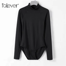 Autumn Winter Sexy Black Long-Sleeve Turtleneck Jumpsuit Women Basic Slim Bodysuit Female Fashion Jumpsuits Plus Size Talever