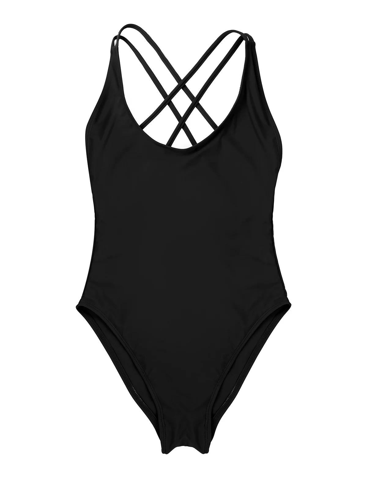 Женский сдельный глубокий u-образный вырез крест-накрест на спине, высокий вырез, без подкладки, купальник, купальный костюм, вечерние, пляжная одежда, купальники - Цвет: Black