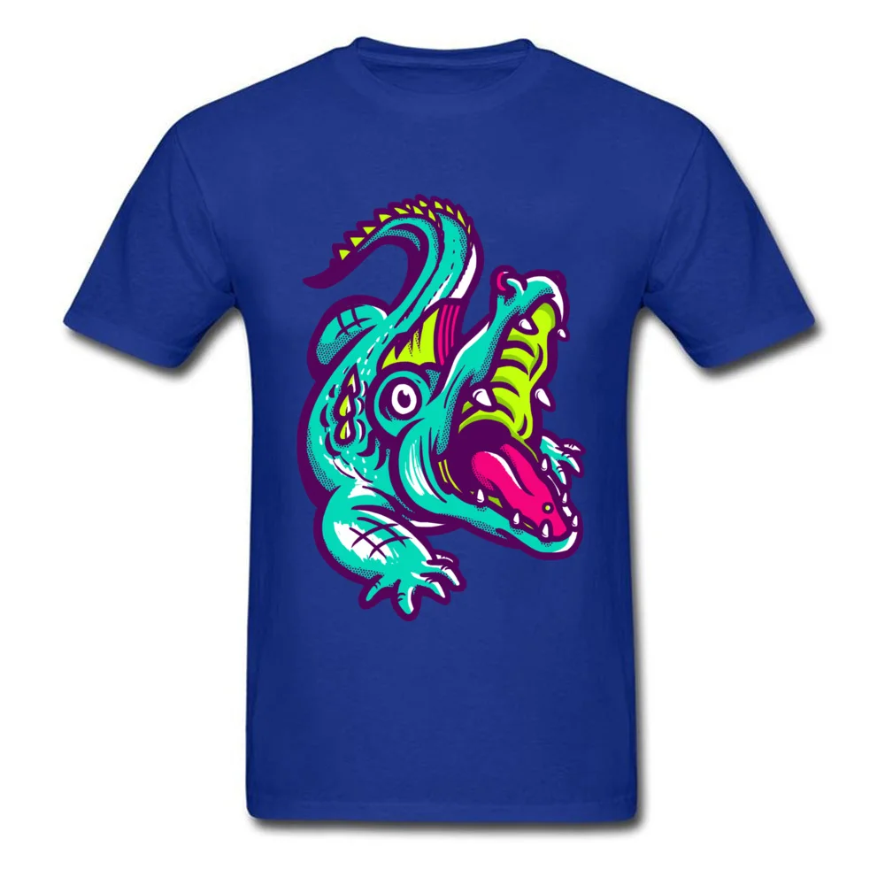 Neon Croc 100% Cotton Man Short Sleeve Tops Shirt Europe Father Day T-Shirt Fashionable Tees Discount Crewneck Neon Croc blue