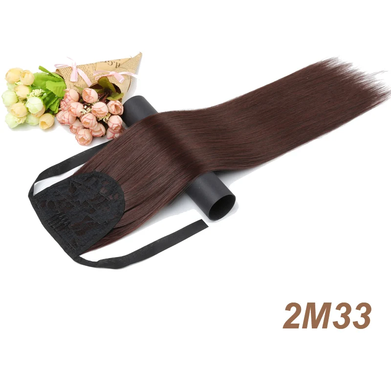 Мисс парик 12 цветов 2" длинные шелковистые прямые синтетические шнурок конский хвост клип в удлинении Стиль Высокая температура волокно - Цвет: 2M33
