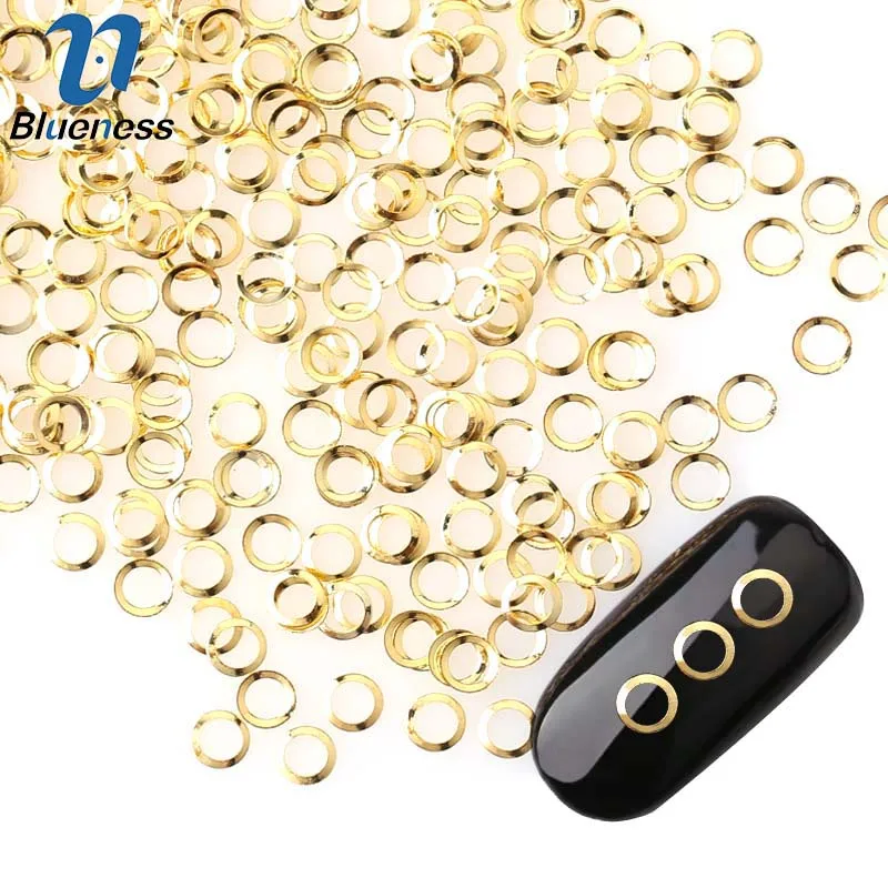 

1Pack/Lot 5*5mm Glitter Nail Stud Gold Alloy Japanese Rivet Style 3D Nail Art Decoration Hollow Circle Design Accessory PJ510