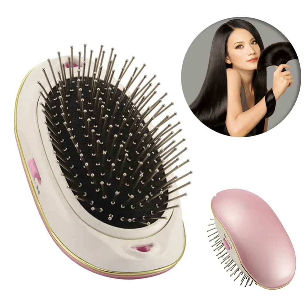 Portable Electric Ionic Hair Brush Mini Hairbrush Comb Massage Anti Static Hair Loss Care 3D