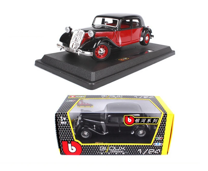 1/24 1938 Citron 15 CV TA классические модели автомобилей черно-красные Игрушки для мальчиков детские подарки коллекции дисплеев