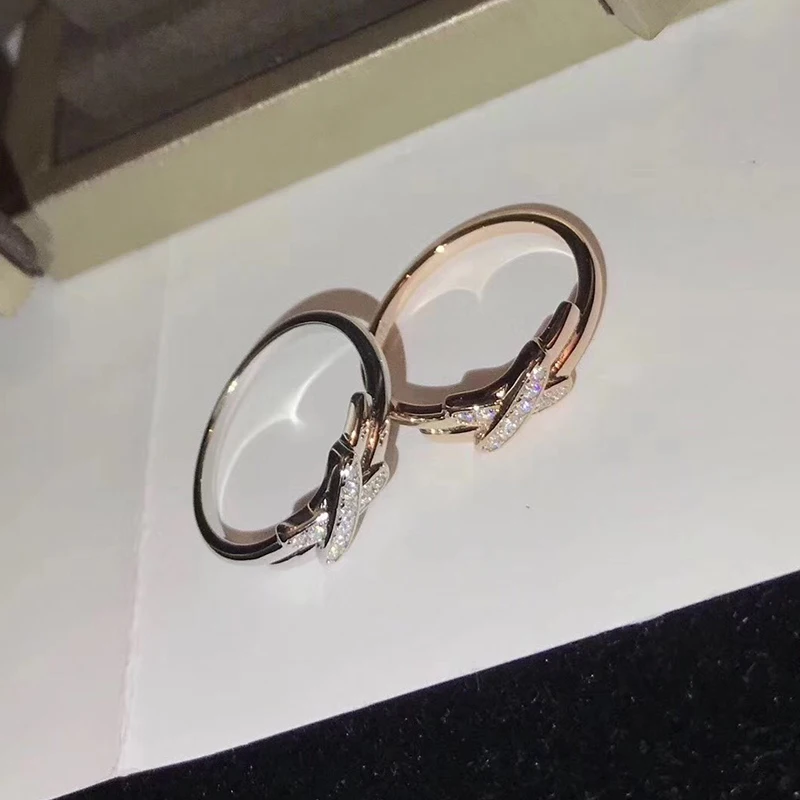 

Luxury Brand Pure 925 Sterling Silver Jewelry For Women Cross Tie Rings Rose Gold Knot Rings Wedding Jewelry Engagement Rings