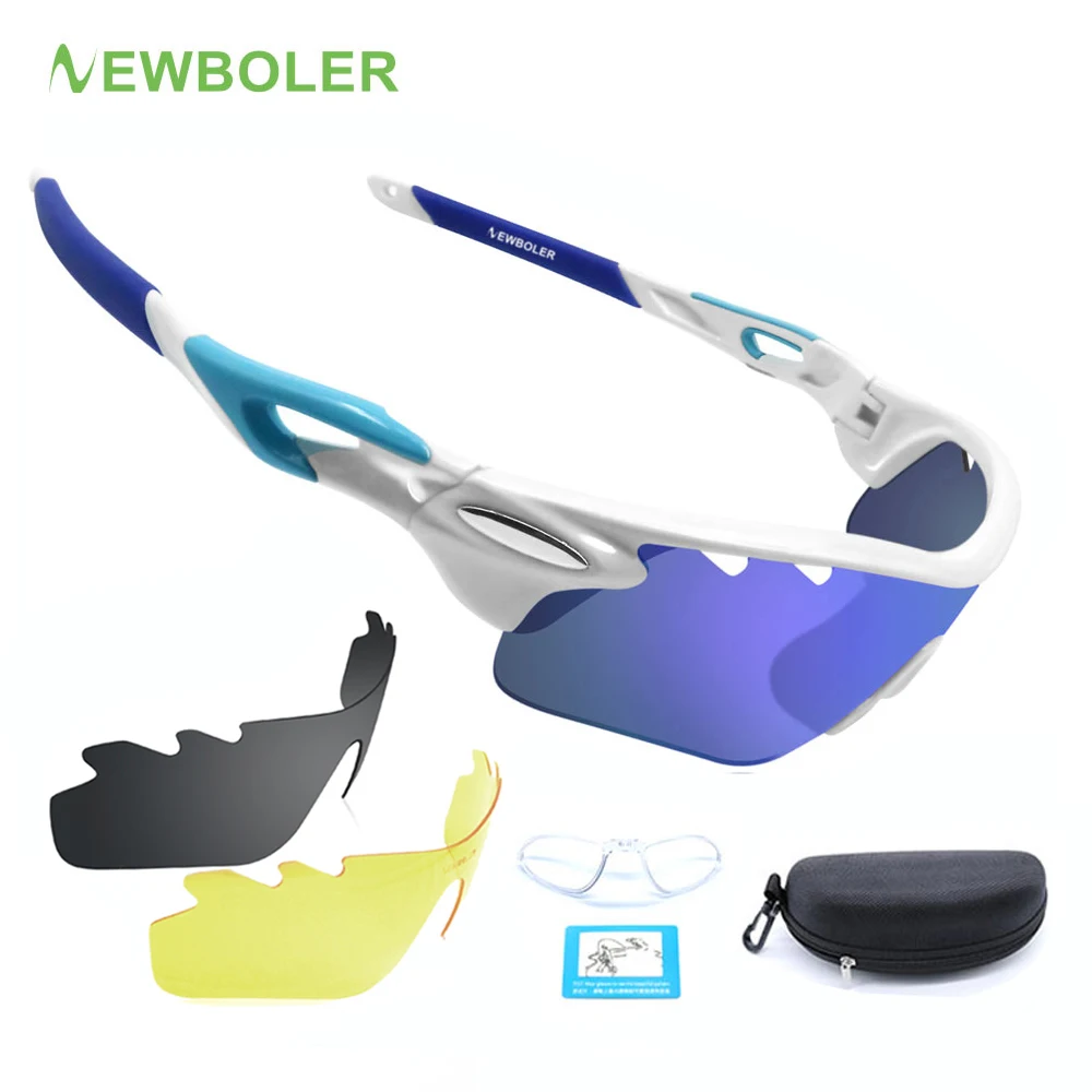 NEWBOLER Polarized Cycling Glasses 3 Lenses Outdoor Sport Glasses Man Women Bicycle Sunglasses MTB Road Bike Eyewear Protective