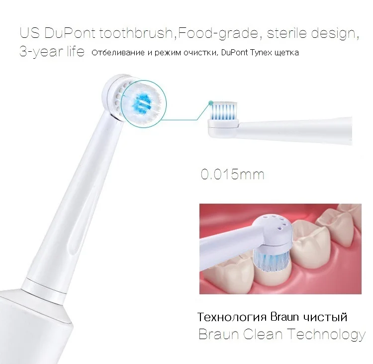 Электрическая зубная щетка с возвратно-поступательным вращением перезаряжаемая ультразвуковая зубная щетка для детей и взрослых зубная щетка с 2 скоростями