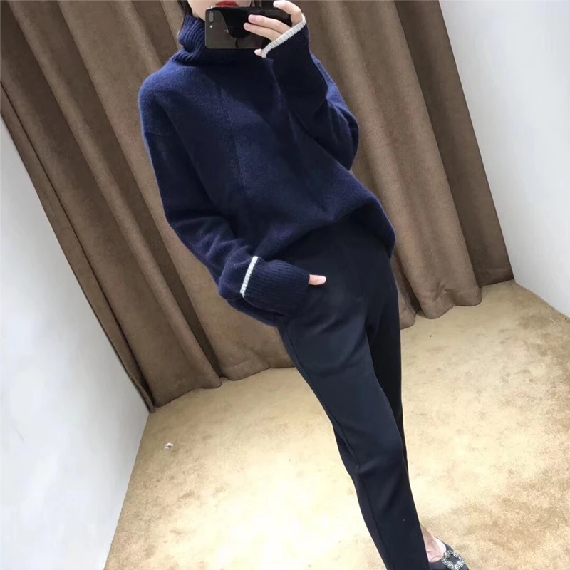 Kulazopper Gray Tricoté red camel Blue Femme Chandails Solide Kw086 Col Chandail Longues Femmes Light Lâche Dame dark Roulé Casual Automne Hiver Pull Top Manches 3FK51JuTlc