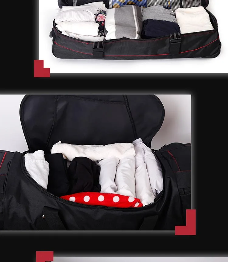 Большой емкости Оксфорд Дорожные Сумки Spinner 36 дюймов плечо чемодан колеса мужские сумки на колёсиках Хоккей Защитное снаряжение сумка