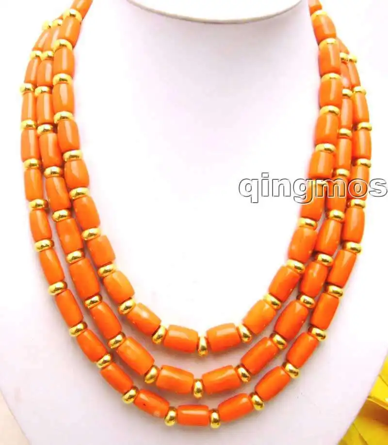 

SALE Big 10-11MM Pink knobble High Quality natural Coral & GP beads 18-20" 3 Strands NECKLACE-nec5770 Free ship
