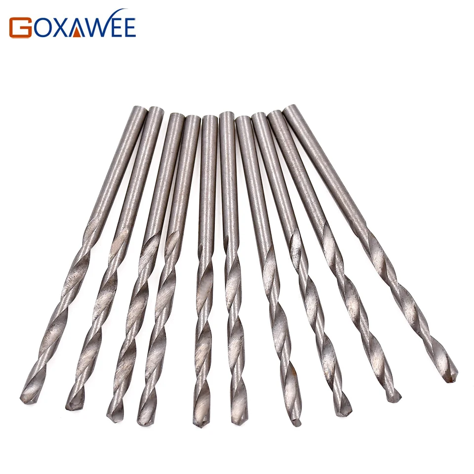 GOXAWEE 10st Micro HSS boorbeitels 0,5 / 0,6 / 0,7 / 0,8 / 1,0 / 1,2 / 1,5 / 2,0 / 2,5 / 3 mm rechte spiraalboren Elektrische boor Elektrisch gereedschap
