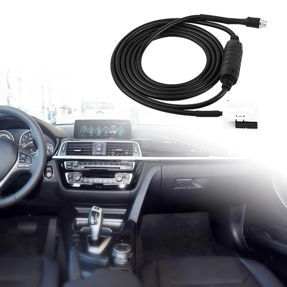 SOONHUA Audio Cable 12 Pin AUX Auxiliary Audio Input Kit Iphone Ipod Adapter Cables For BMW E60 E61 E63 E64