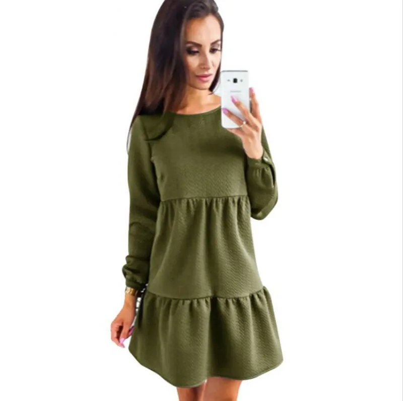 

New Arrivals Women's dress autumn winter dresses fashion Long sleeve dress shirt blue pink Army Green clothes sexy dresses