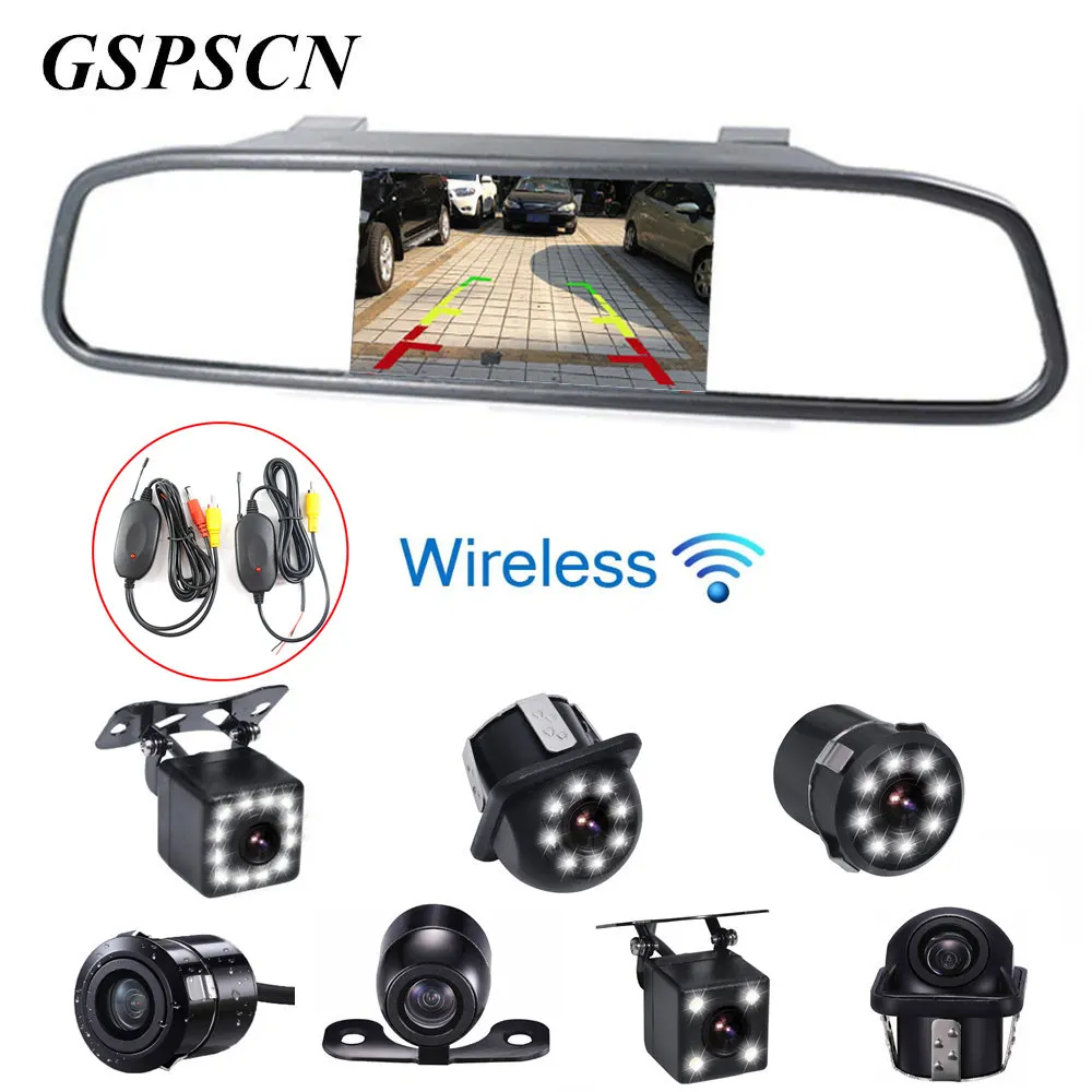 GSPSCN Car Night Vision Reversing Backup font b Camera b font 4 3 inch Car Lcd