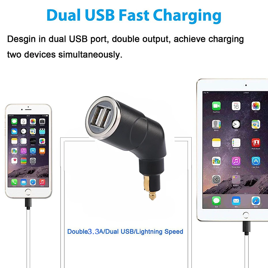 Зарядное устройство для мотоцикла с двумя USB портами 5 В 3 А|Зажигалка| |