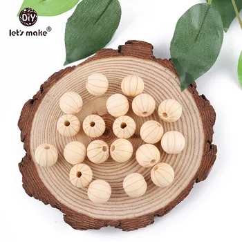 

Let's Make Baby Teether 20pcs 15mm Wooden Pumpkin Beads Original Wood Teether Strengthening Tooth Training DIY Teething Toys
