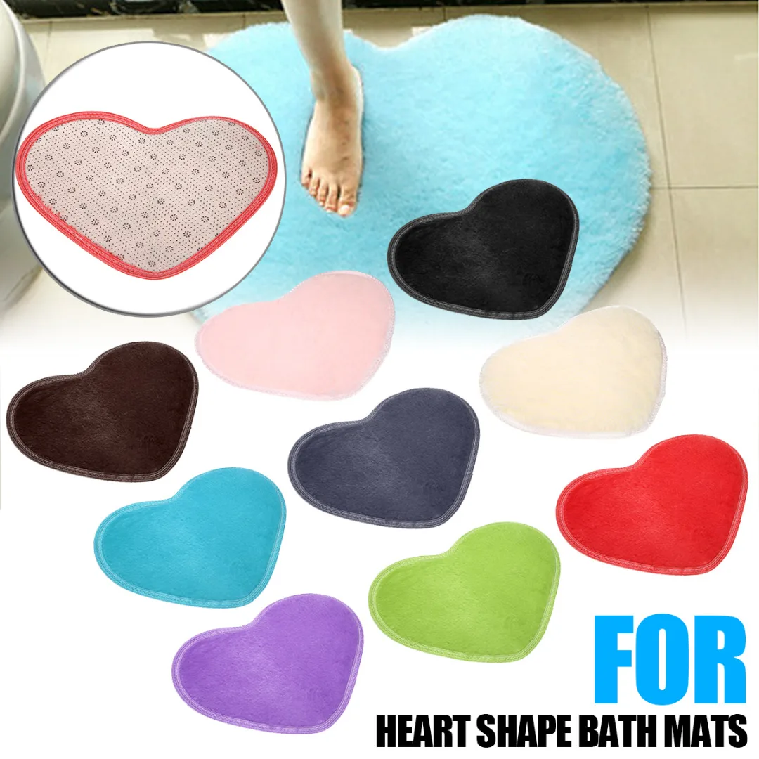 

New Lovely Heart Shaped Coral Fleece Floor Mats Multi Color Home Entrance Floor Rugs Carpets Non Slip Mat For Bathroom Kitchen