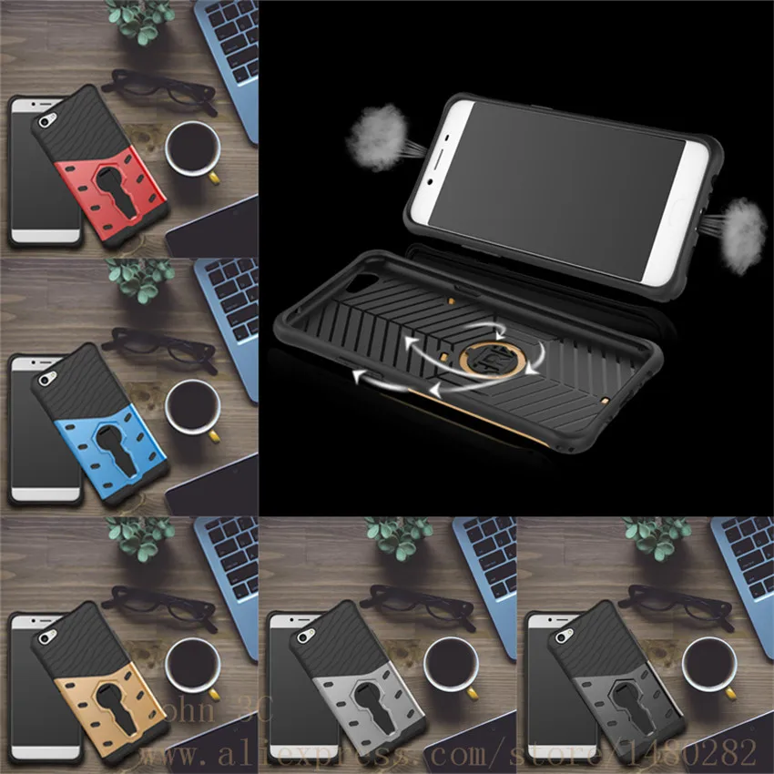 TopArmor hard shell Luxury Phone Case Cover For OPPO R9s shock Proof Shell 360 Rotate bracket Mobile Back | Мобильные телефоны и