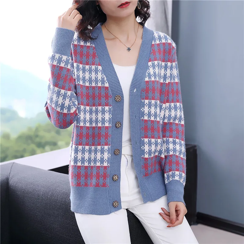 Best Price 58 (had 4 row 2) autumn new clip color single-breasted cardigan sweater dress coat F3259