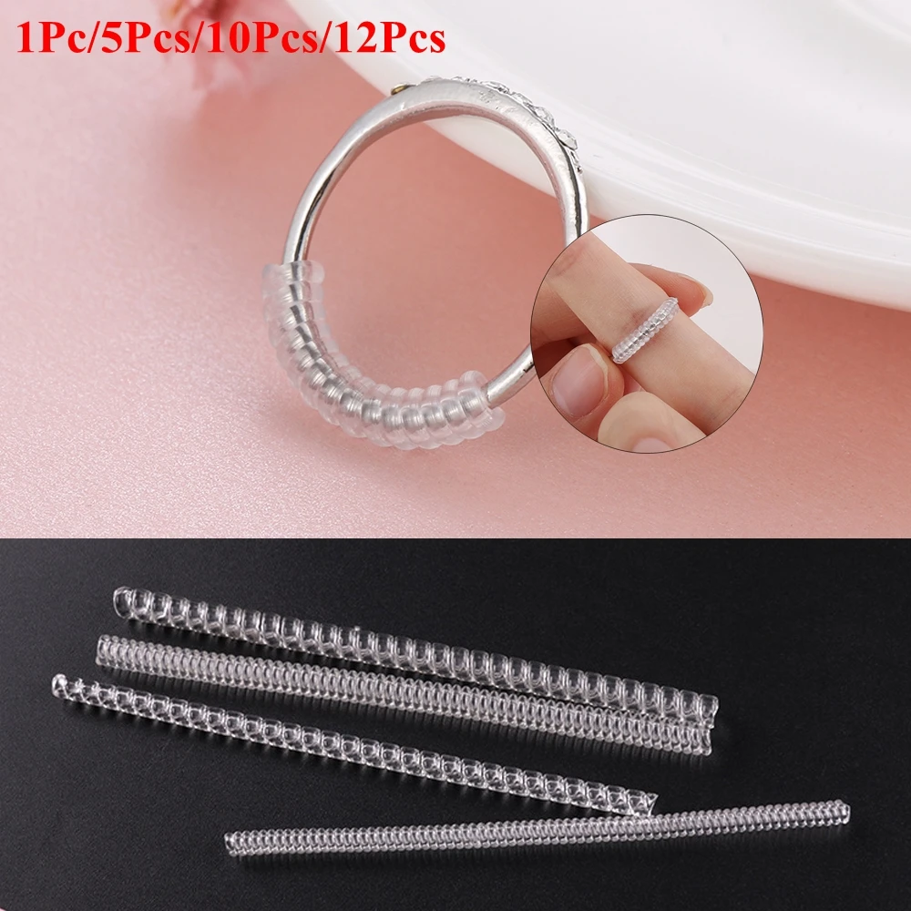 1/5/10/12 Pcs Invisible Transparent Spiral Ring Size Adjuster Shell Hard Guard Tightener Reducer Resizing Tools Jewelry Parts | Украшения и