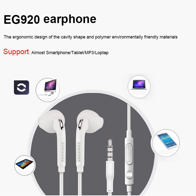 Samsung Earphone EO-EG920 Wired Headsets with Mic 3.5mm In-Ear Stereo Sport Earphones for Smartphone/PC/Pad/Laptop Galaxy S8 S9 Samsung Earphone EO-EG920 Wired Headsets with Mic 3.5mm In-Ear Stereo Sport Earphones for Smartphone/PC/Pad/Laptop Galaxy S8 S9