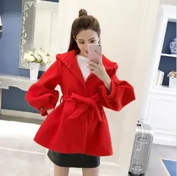 Англия стиль для женщин короткий плащ куртка и пальто фонари рукавом женский плащ дизайнер красный верхняя одежда с капюшоном пояса