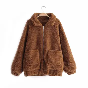 

Elegant Faux Fur Jacket Coat Women 2018 Autumn Winter Warm Soft Fur Teddy Coat Jacket Female Plush Overcoat Casual Outerwear