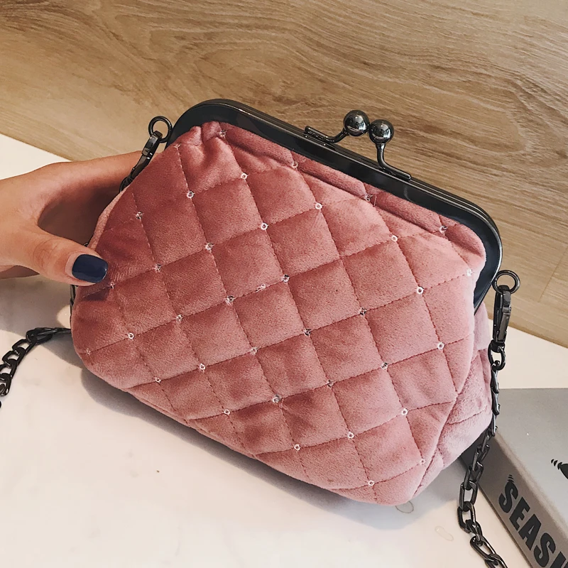 Corduroy Clip Clutch Bags Women Luxury Multicolor Soft Messenger Bags Casual Hairy Plush Pink