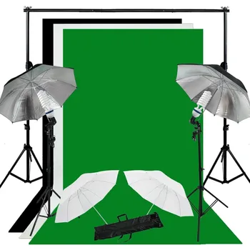 

Complete Set Photo Studio Kit Pro Photo Studio Background Support Lighting Kit 3 Backdrops Umbrellas Photo Studio kits