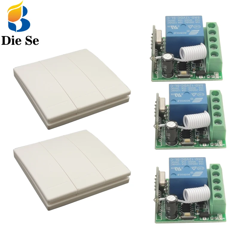 86 Wall Panel Switch 433Mhz Wireless Remote Control Switch DC 12V 3CH Lamp Light LED Bulb