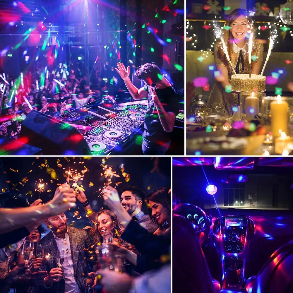 Mini Led Stage Lights Disco Ball Light  Sound Activated Led Party Lights 6 Colors Remote Control Home Entertainment D30