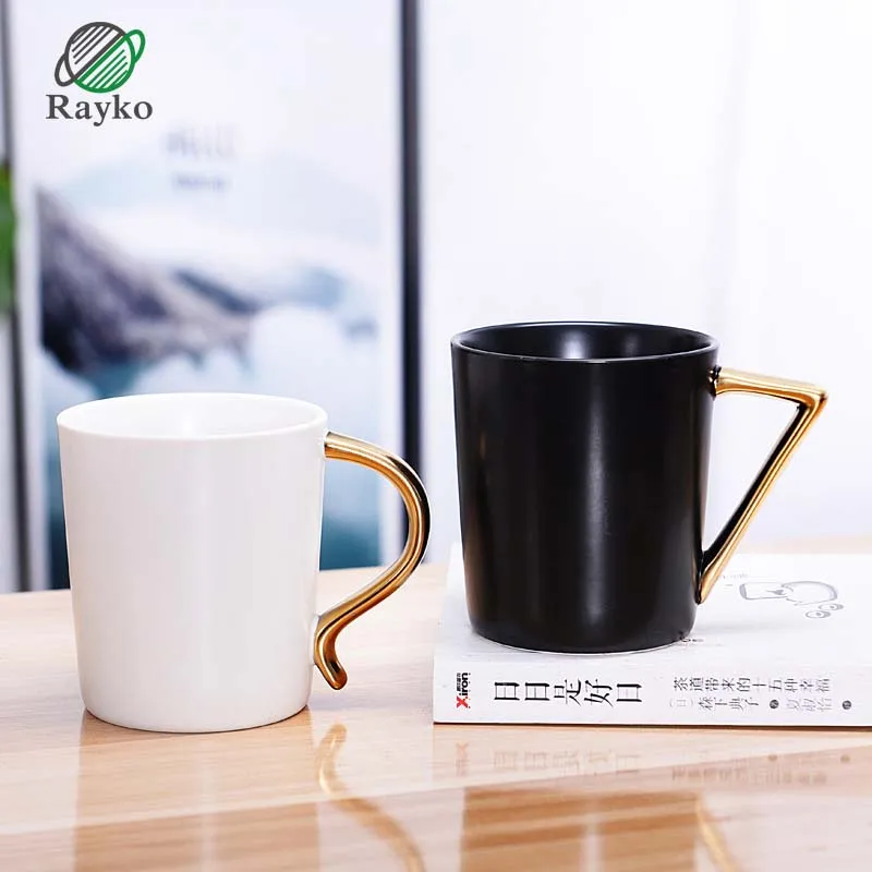 

New European Style Coffee Cups Creative Gift Ceramic Gold Color Pair Cup Coffee Milk Mug High Temperature Resistance Drinkware